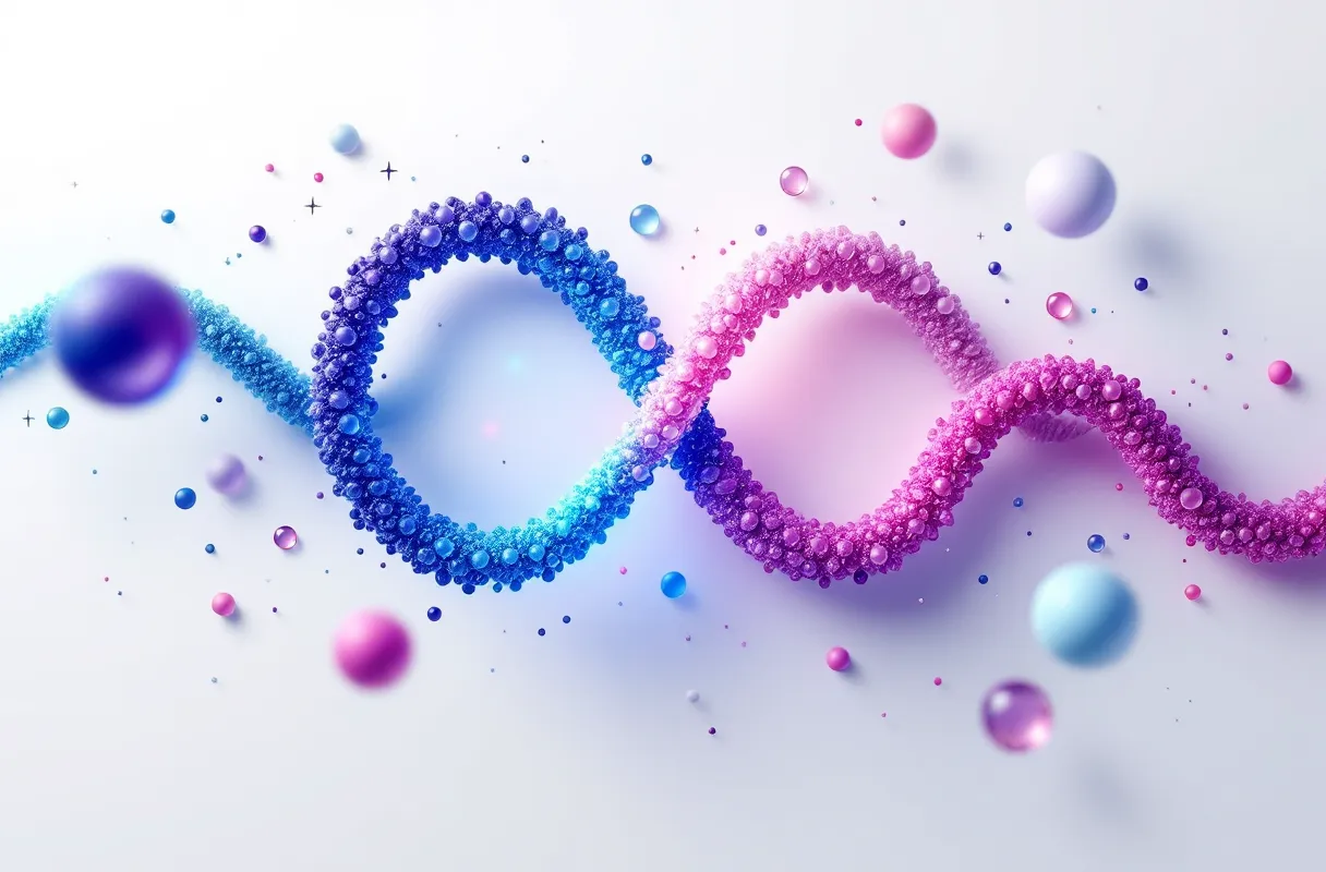 Abstract illustration of two converging peptide pathways representing tirzepatide's dual receptor mechanism